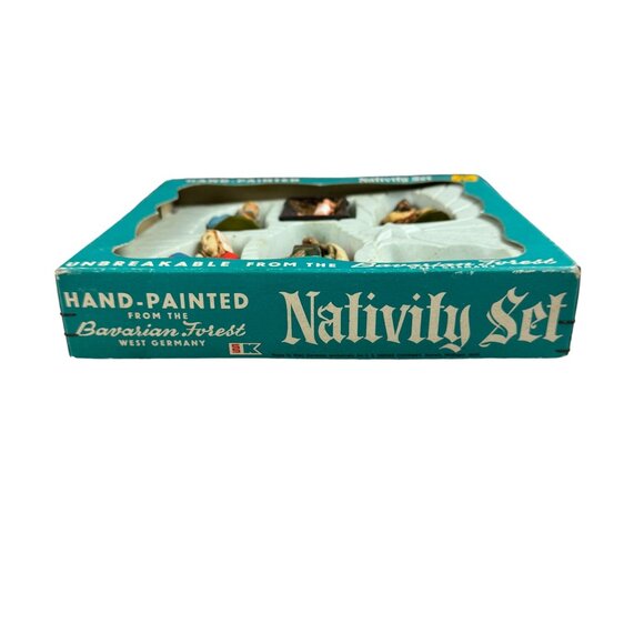 Christmas Nativity Bavarian Forest Germany Hand Painted Vintage Set of 5 - Picture 2 of 11